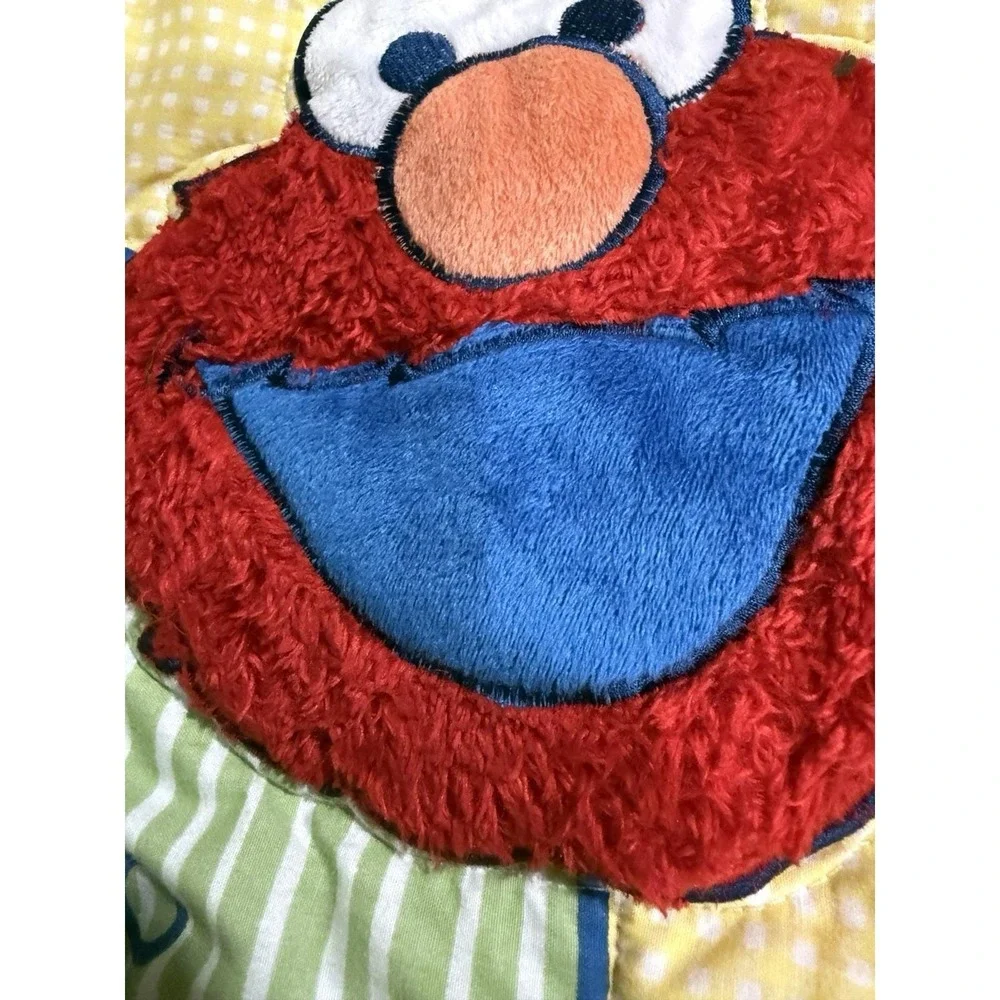 Vintage Big Bird Baby Crib Blanket  Sesame Street Cookie Monster Elmo Fuzzy Face